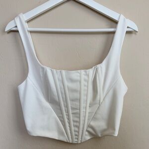 Marthea Cream White Women’s Corset Top Zip Up Women’s Large
